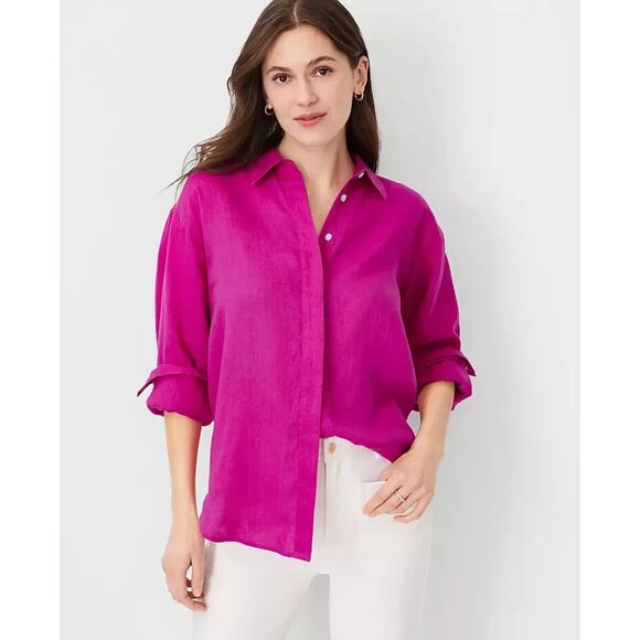 Ann Taylor Tops - Ann Taylor Oversized Linen Button-Down Shirt